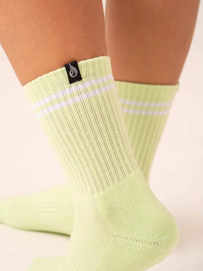 Socks Womens Ryderwear Stripe Crew Socks Whitelime
