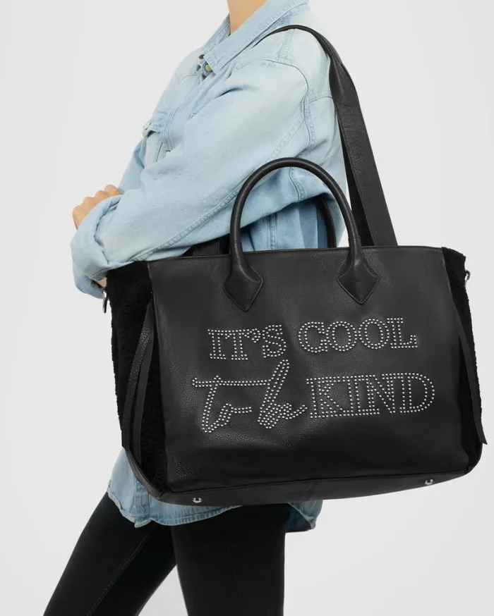 Speak Up Novelty Large Tote Black Shearling Women Aimee Kestenberg Tote Bags