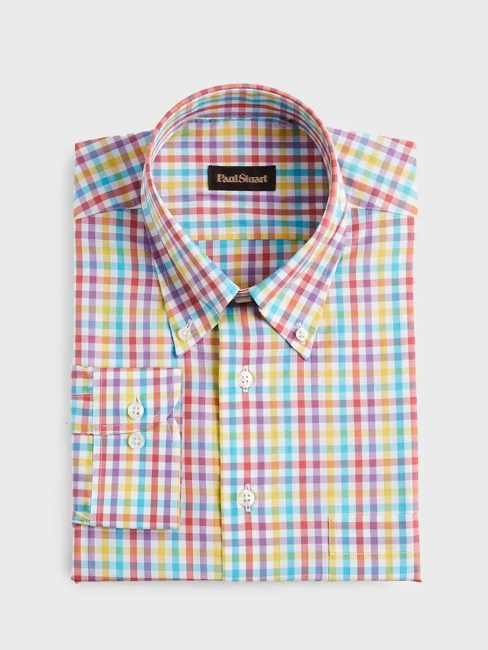Sport Shirts Mens Paul Stuart Check Sport Shirt Purpleyellow