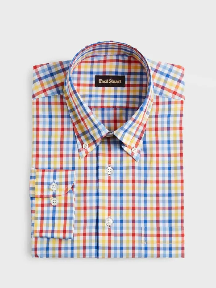 Sport Shirts Mens Paul Stuart Check Sport Shirt Redyellowblue