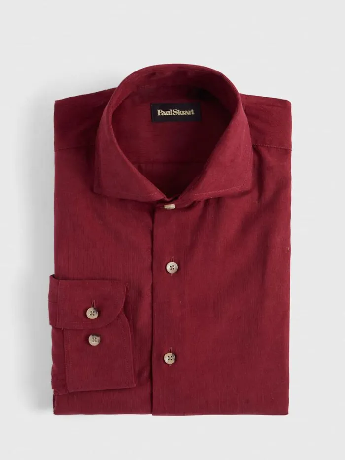 Sport Shirts Mens Paul Stuart Corduroy Sport Shirt Burgundy