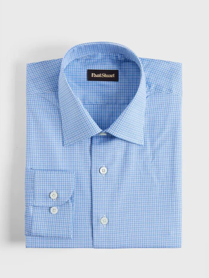 Sport Shirts Mens Paul Stuart Cotton Flannel Plaid Sport Shirt Light Blue