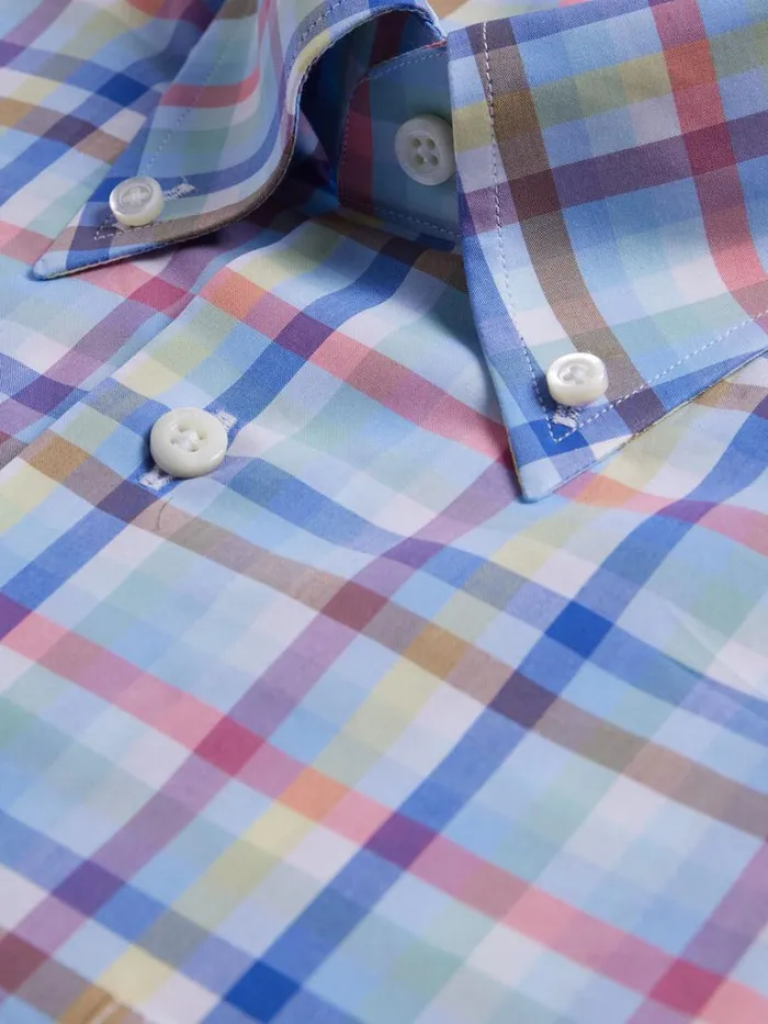 Sport Shirts Mens Paul Stuart Cotton Plaid Sport Shirt Light Bluemulti