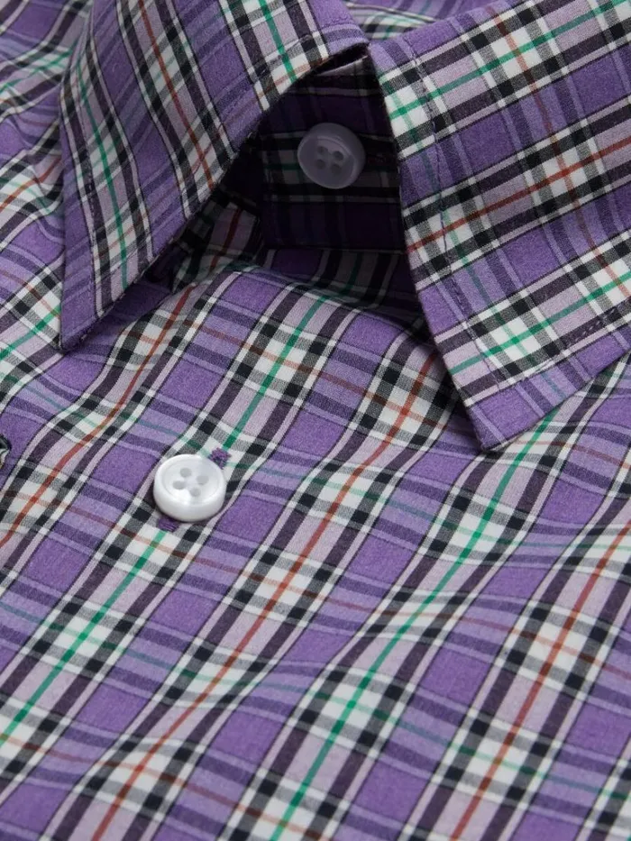 Sport Shirts Mens Paul Stuart Cotton Poplin Plaid Sport Shirt Purple