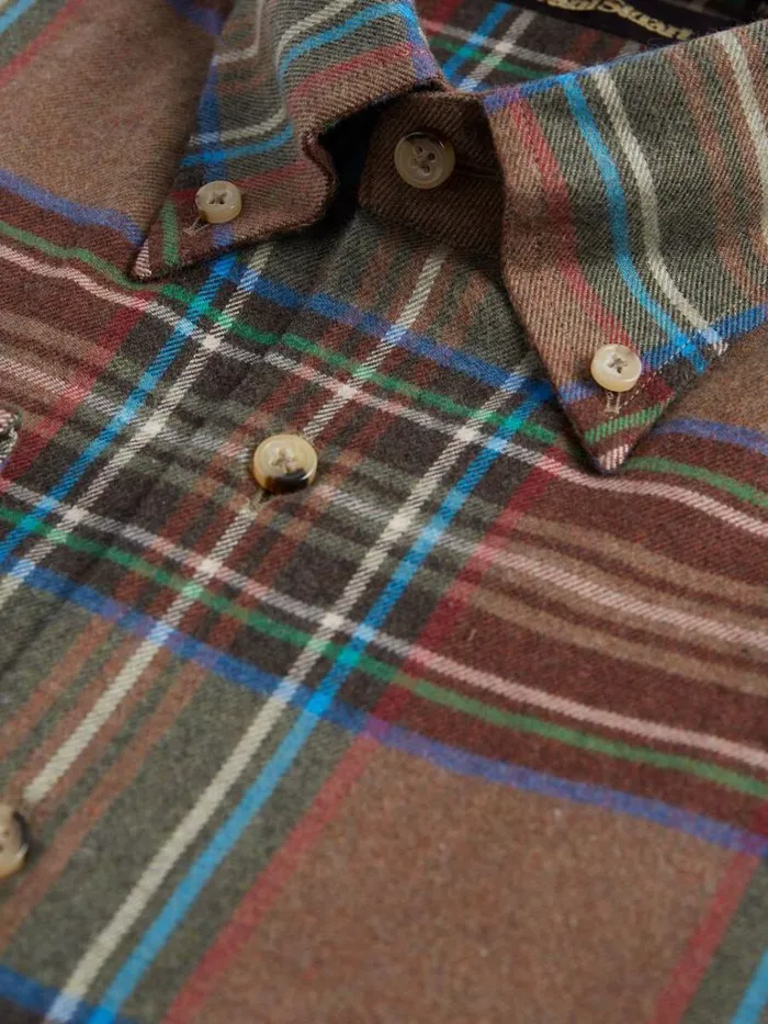 Sport Shirts Mens Paul Stuart Exaggerated Plaid Flannel Sport Shirt Brown