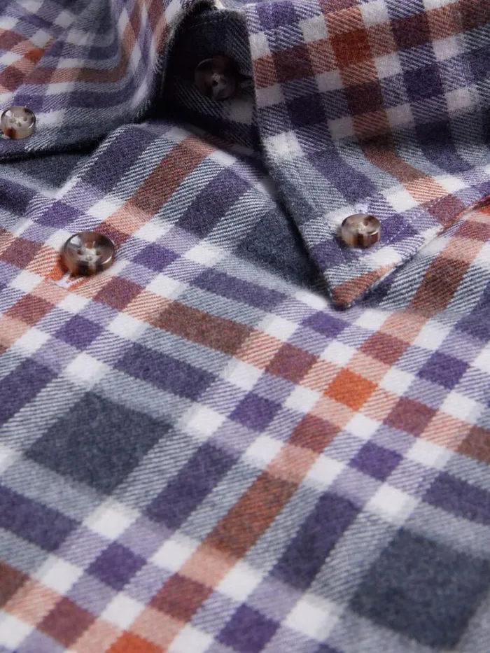 Sport Shirts Mens Paul Stuart Flannel Plaid Sport Shirt Orangepurple