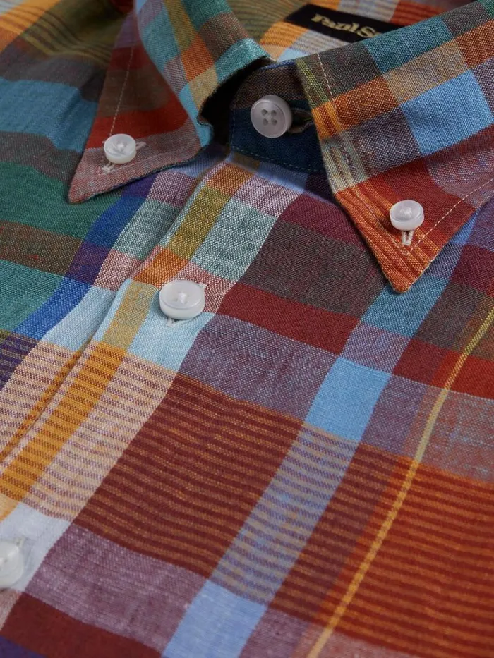 Sport Shirts Mens Paul Stuart Linen Plaid Sport Shirt Multi