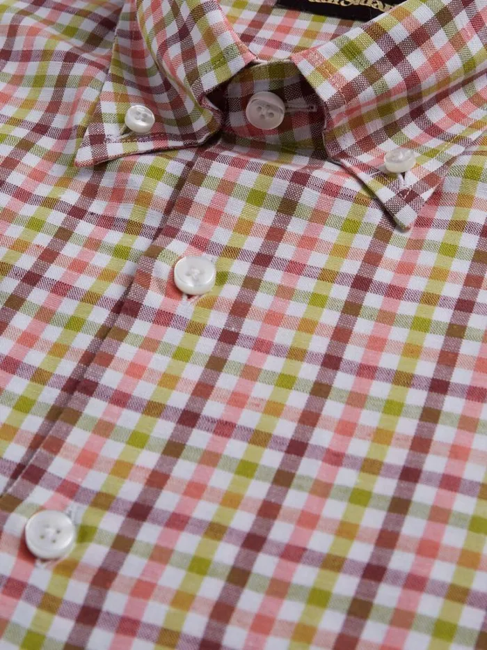 Sport Shirts Mens Paul Stuart Linen Small Check Sport Shirt Burgundylime