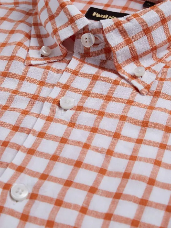 Sport Shirts Mens Paul Stuart Linen Windowpane Sport Shirt Bluewhite
