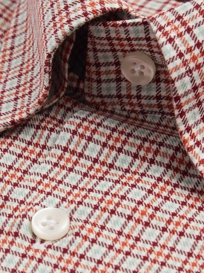 Sport Shirts Mens Paul Stuart Mini Houndstooth Flannel Sport Shirt Brick