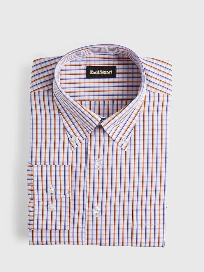 Sport Shirts Mens Paul Stuart Plaid Sport Shirt Purpleorange