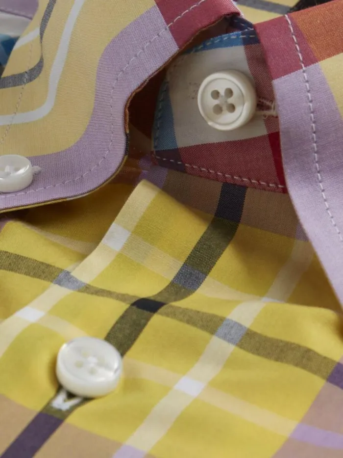 Sport Shirts Mens Paul Stuart Plaid Sport Shirt Purpleyellow