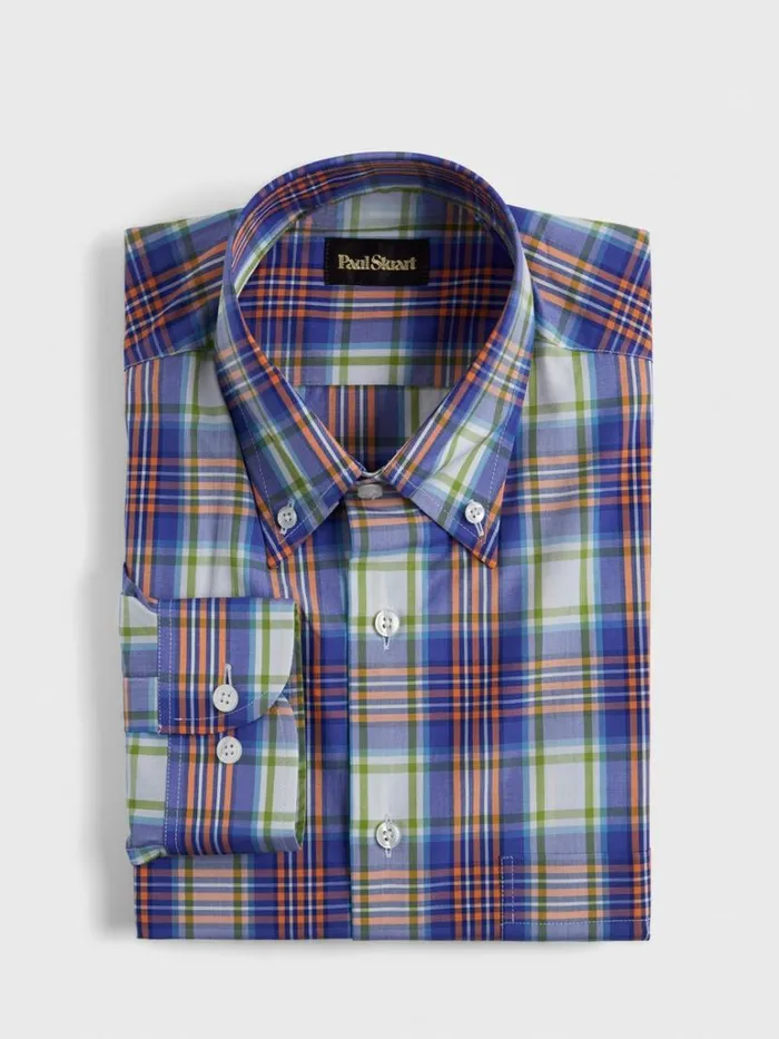 Sport Shirts Mens Paul Stuart Plaid Sport Shirt Royal Blue