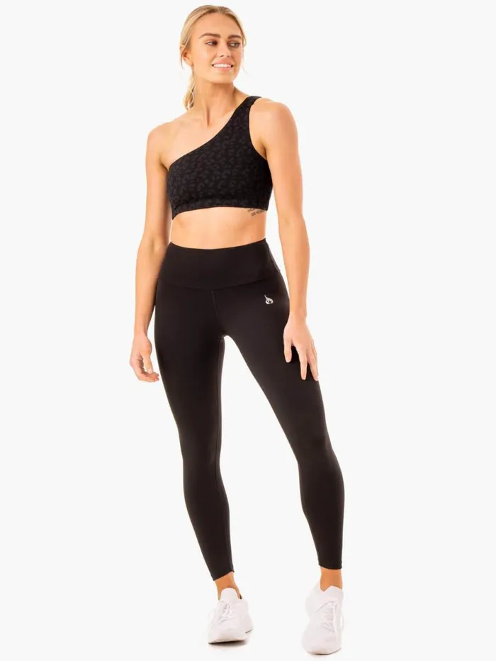 Sports Bras Womens Ryderwear Adapt One Shoulder Sports Bra Black Leopard