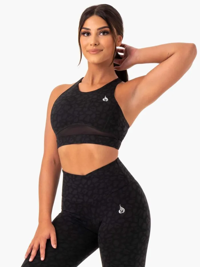 Sports Bras Womens Ryderwear Amazon Mesh Sports Bra Black Leopard