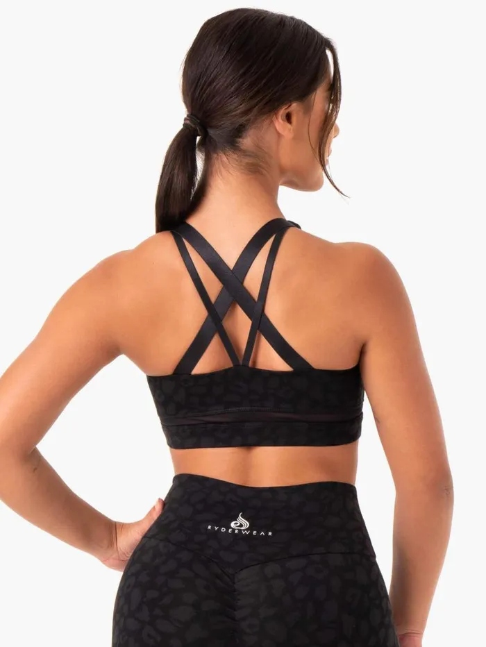 Sports Bras Womens Ryderwear Amazon Mesh Sports Bra Black Leopard