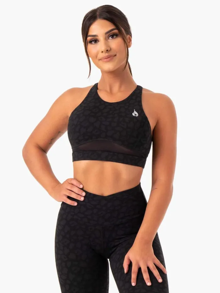 Sports Bras Womens Ryderwear Amazon Mesh Sports Bra Black Leopard