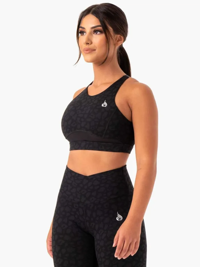 Sports Bras Womens Ryderwear Amazon Mesh Sports Bra Black Leopard
