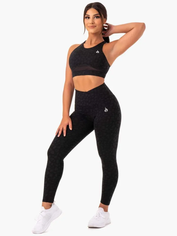 Sports Bras Womens Ryderwear Amazon Mesh Sports Bra Black Leopard