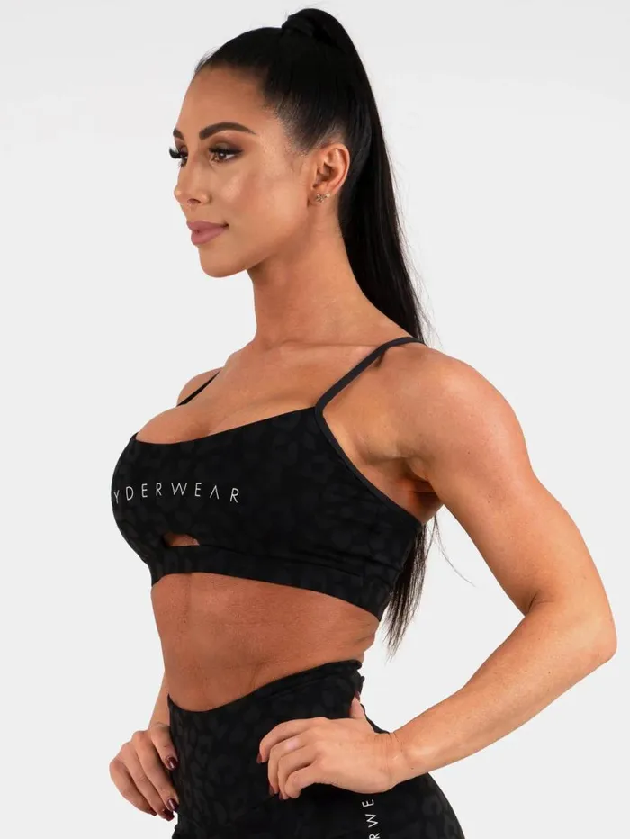 Sports Bras Womens Ryderwear Animal Sports Bra Leopard Black