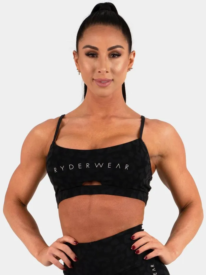 Sports Bras Womens Ryderwear Animal Sports Bra Leopard Black