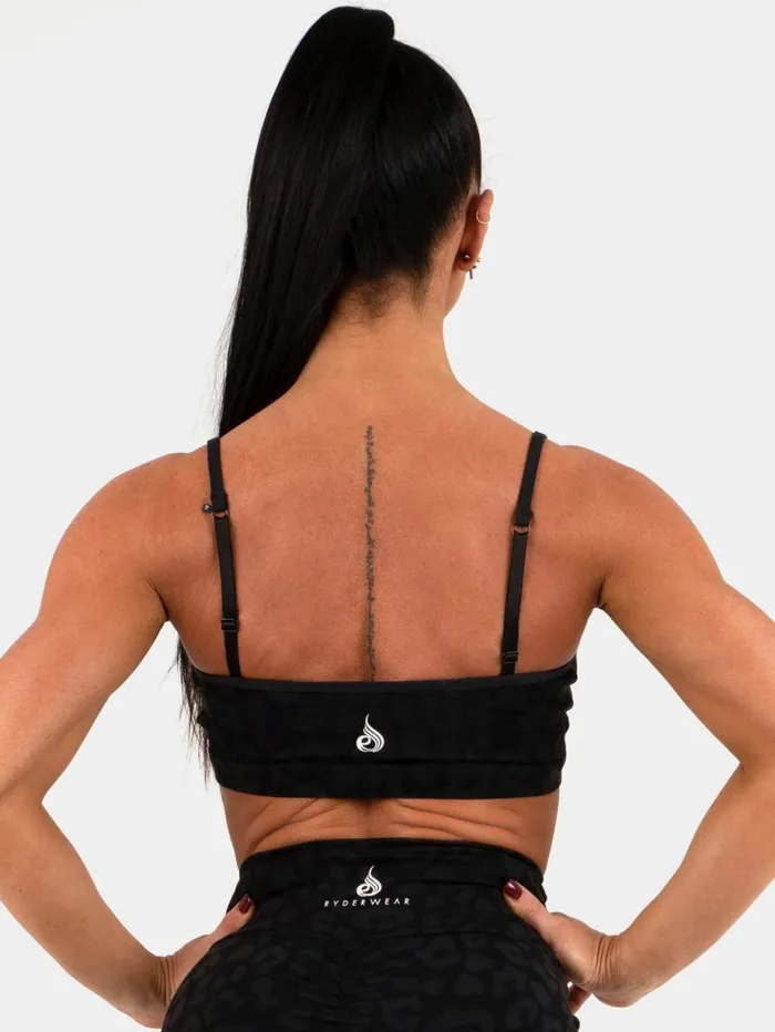 Sports Bras Womens Ryderwear Animal Sports Bra Leopard Black