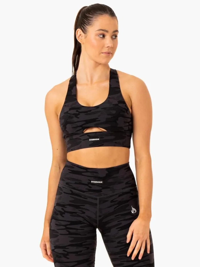 Sports Bras Womens Ryderwear Base Racer Back Sports Bra Black Camo
