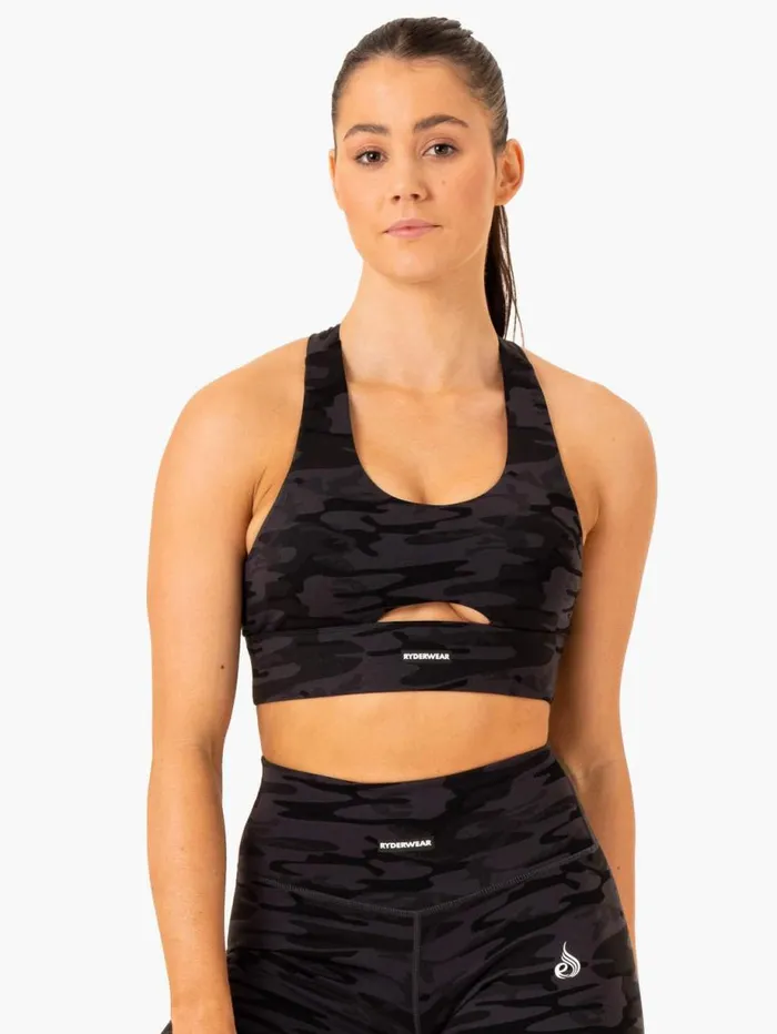 Sports Bras Womens Ryderwear Base Racer Back Sports Bra Black Camo