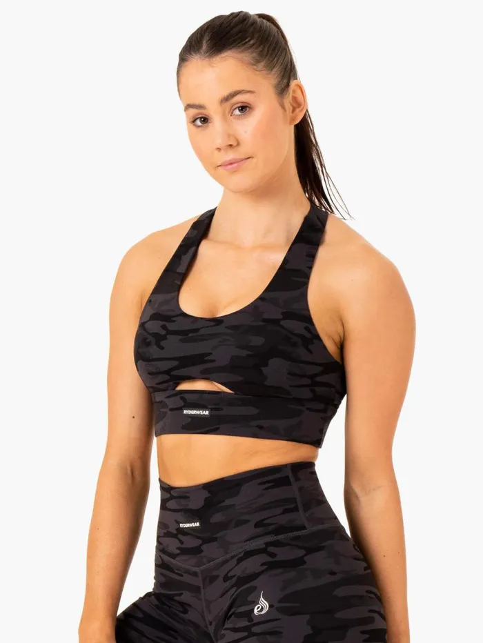 Sports Bras Womens Ryderwear Base Racer Back Sports Bra Black Camo
