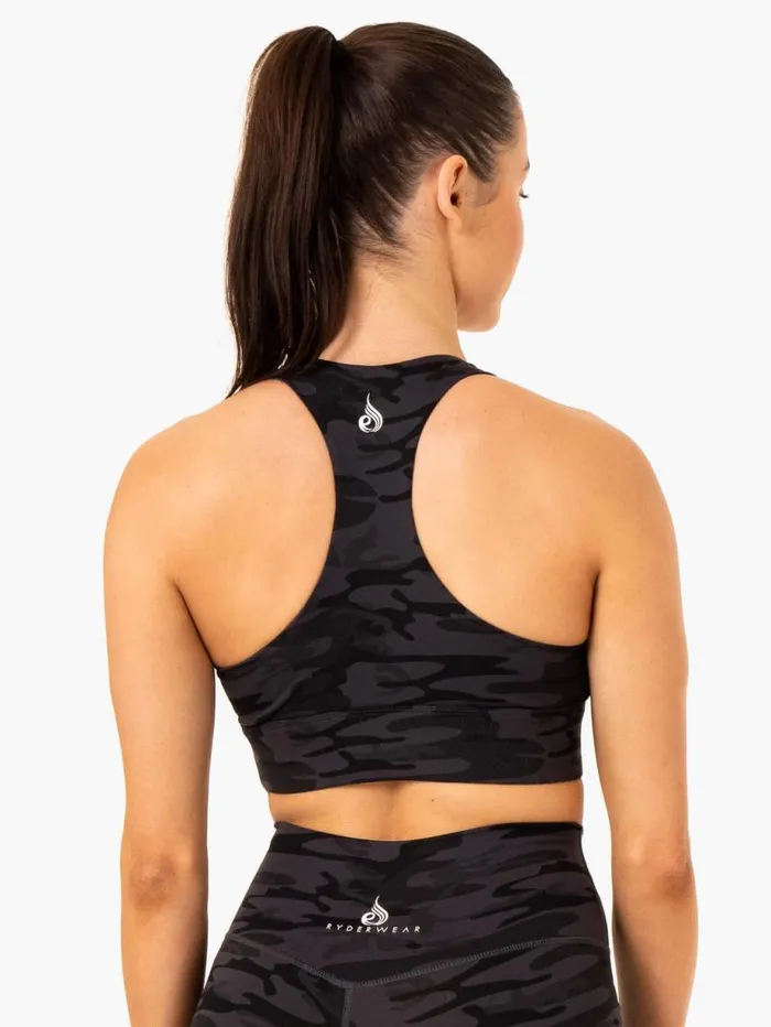 Sports Bras Womens Ryderwear Base Racer Back Sports Bra Black Camo