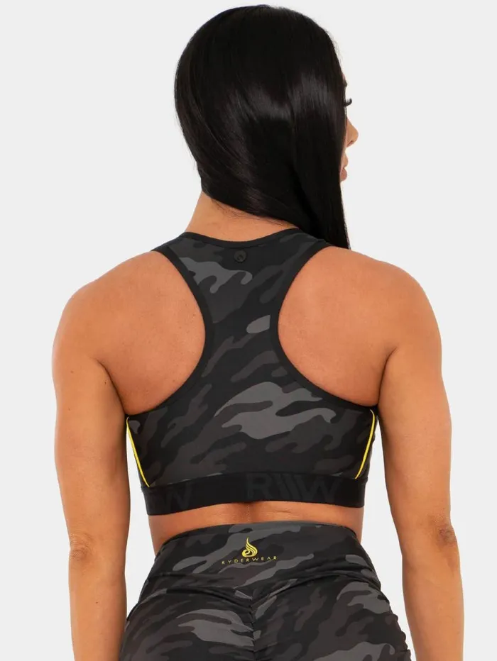 Sports Bras Womens Ryderwear BFCAMO Zip Up Sports Bra Camo