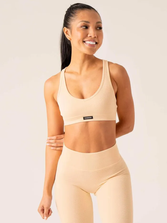 Sports Bras Womens Ryderwear Circuit Rib Seamless Sports Bra Peach Sorbet
