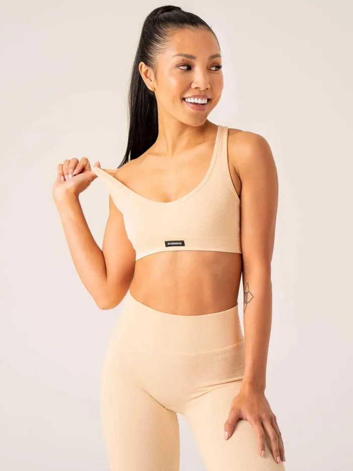 Sports Bras Womens Ryderwear Circuit Rib Seamless Sports Bra Peach Sorbet
