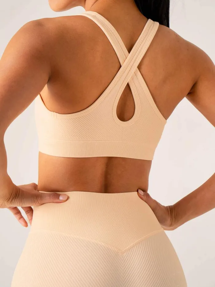 Sports Bras Womens Ryderwear Circuit Rib Seamless Sports Bra Peach Sorbet