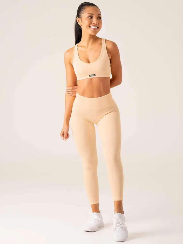 Sports Bras Womens Ryderwear Circuit Rib Seamless Sports Bra Peach Sorbet