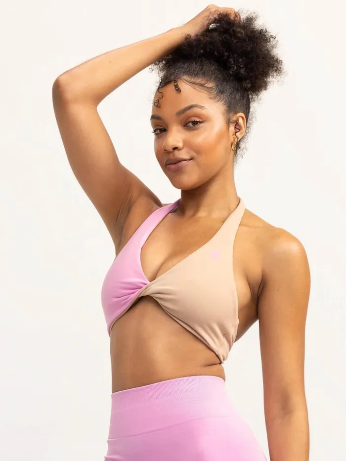 Sports Bras Womens Ryderwear Duo Halter Twist Sports Bra Musk Pinktan