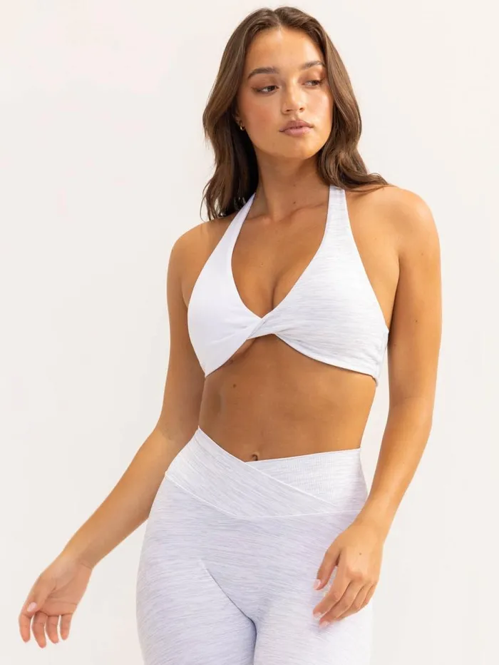 Sports Bras Womens Ryderwear Duo Halter Twist Sports Bra Snow Marlwhite