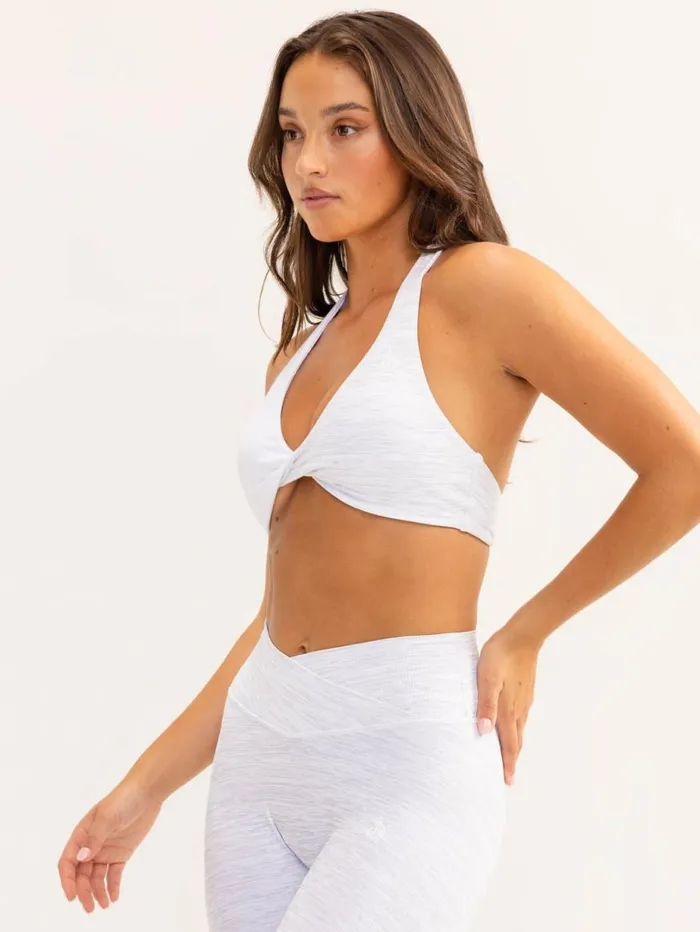 Sports Bras Womens Ryderwear Duo Halter Twist Sports Bra Snow Marlwhite