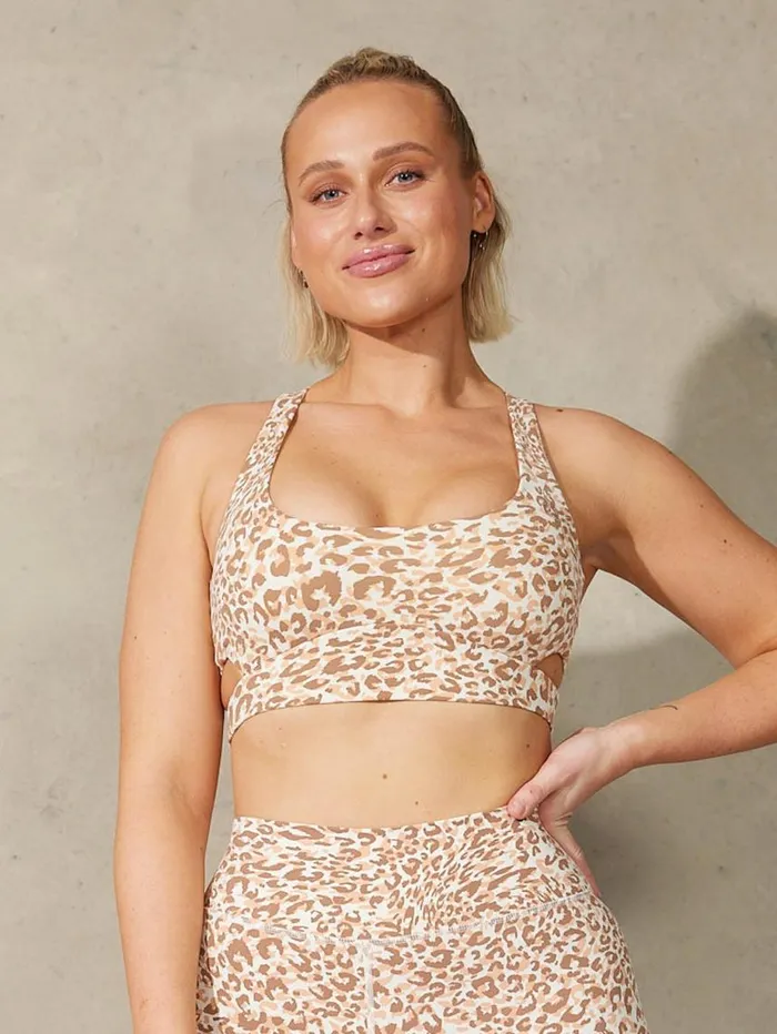 Sports Bras Womens Ryderwear Empower Sports Bra Vanilla Leopard