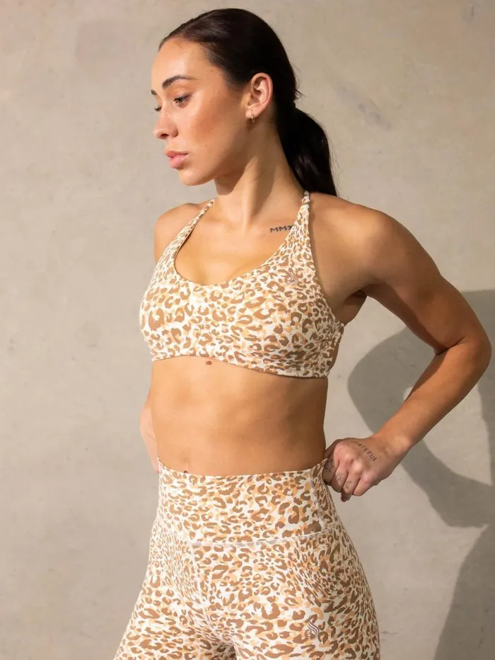 Sports Bras Womens Ryderwear Empower Sports Crop Vanilla Leopard