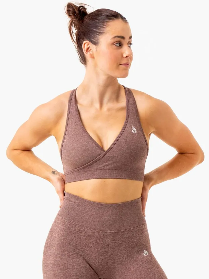 Sports Bras Womens Ryderwear Essential Seamless Cross Over Sports Bra Chocolate Marl Sports Bras Womens Ryderwear Essential Seamless Cross Over Sports Bra Chocolate Marl