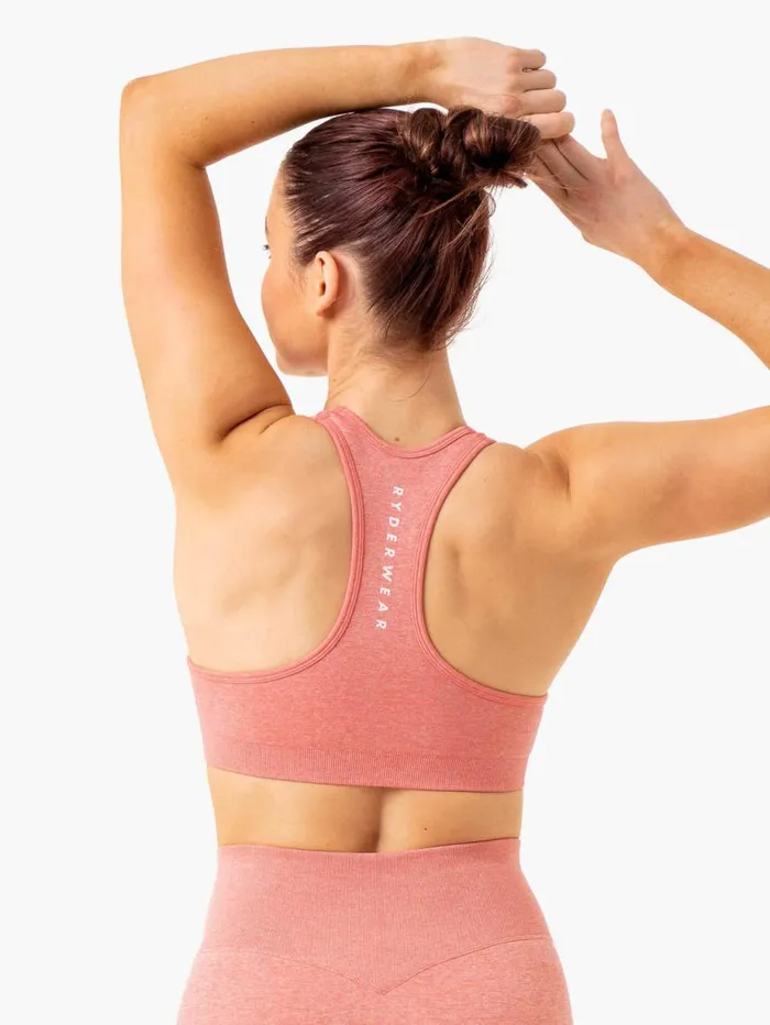 Sports Bras Womens Ryderwear Essential Seamless Cross Over Sports Bra Pink Marl