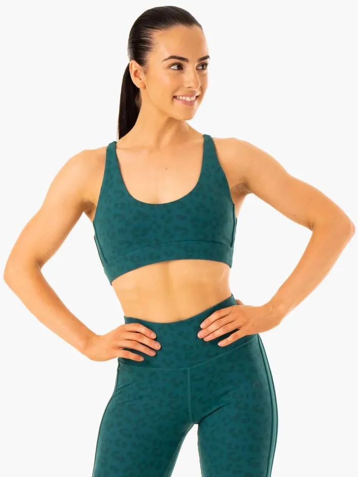 Sports Bras Womens Ryderwear Evolution Sports Bra Teal Leopard