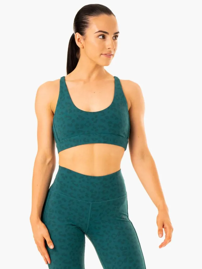 Sports Bras Womens Ryderwear Evolution Sports Bra Teal Leopard