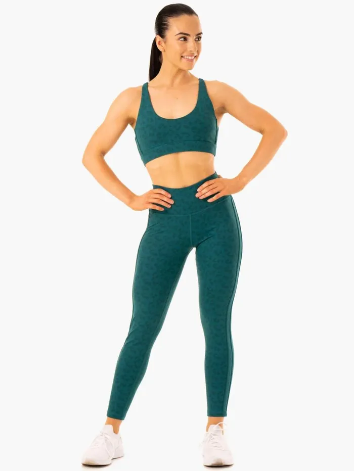 Sports Bras Womens Ryderwear Evolution Sports Bra Teal Leopard