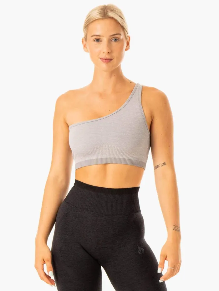 Sports Bras Womens Ryderwear Excel Seamless One Shoulder Sports Bra Grey Marl