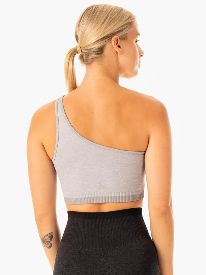 Sports Bras Womens Ryderwear Excel Seamless One Shoulder Sports Bra Grey Marl