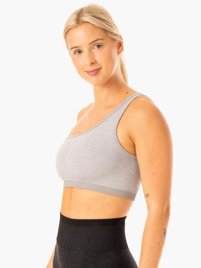 Sports Bras Womens Ryderwear Excel Seamless One Shoulder Sports Bra Grey Marl
