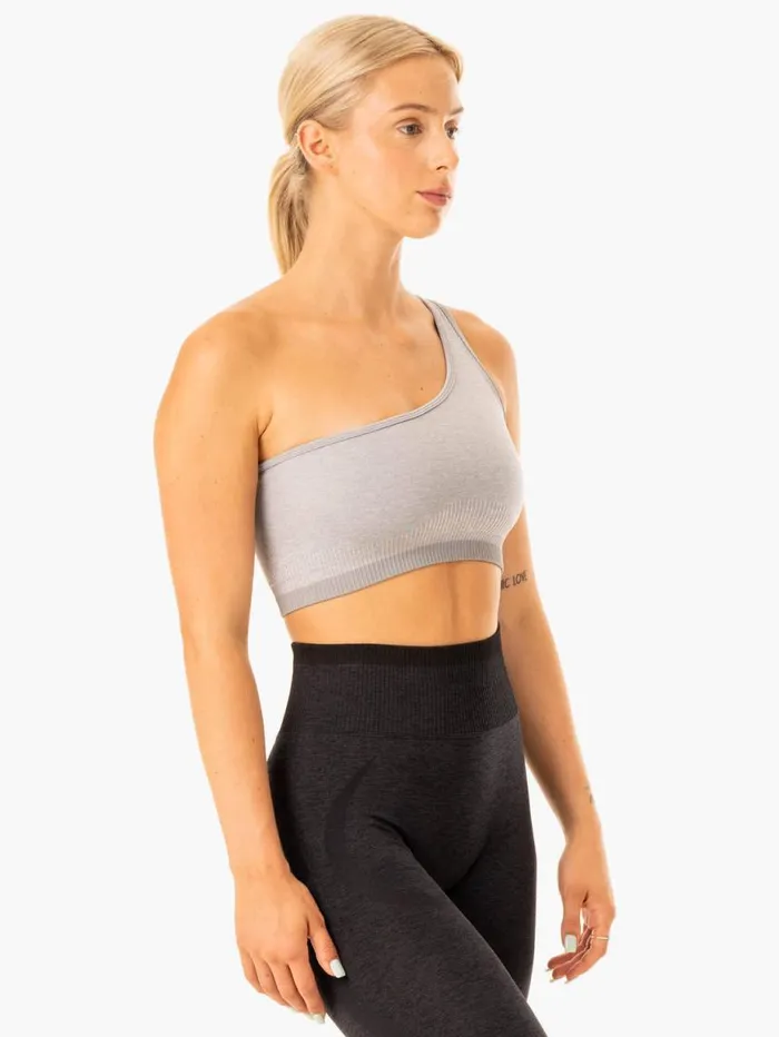 Sports Bras Womens Ryderwear Excel Seamless One Shoulder Sports Bra Grey Marl