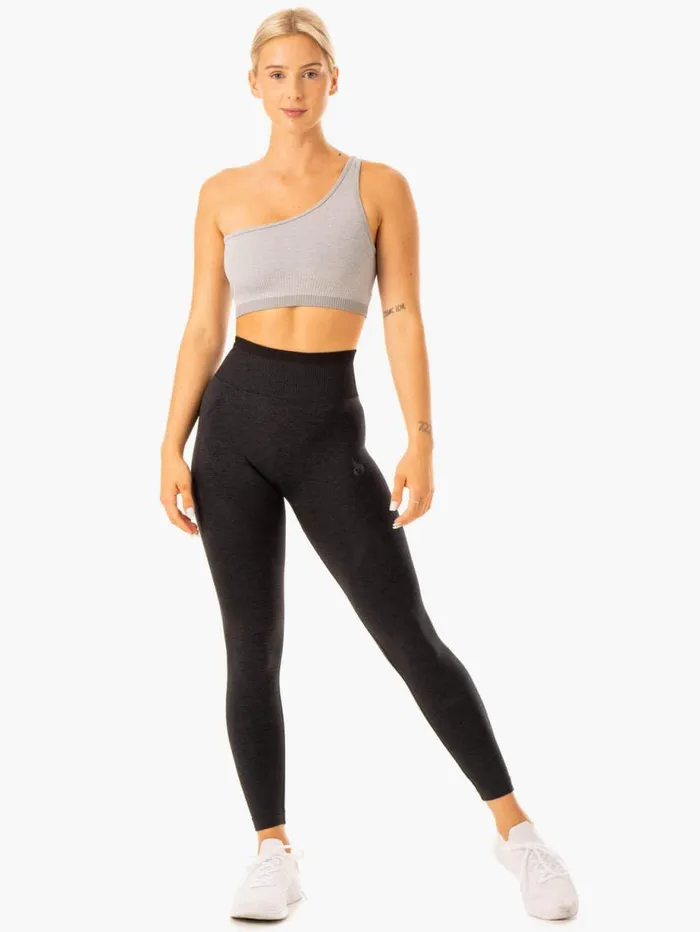 Sports Bras Womens Ryderwear Excel Seamless One Shoulder Sports Bra Grey Marl